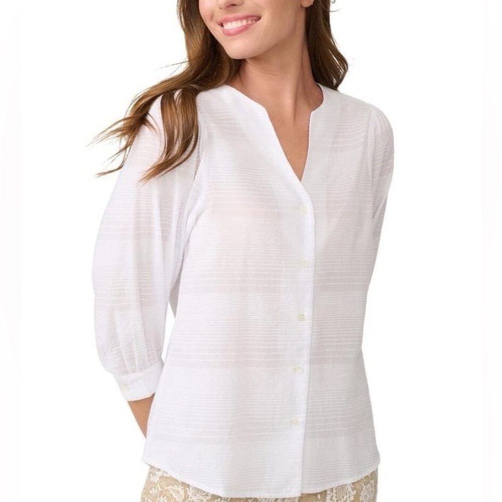 J McLaughlin Estella white sheer cotton blouse size small